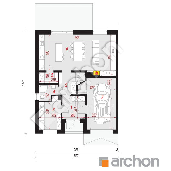 Проект дома ARCHON+ Дом под платанами (Б) План першого поверху