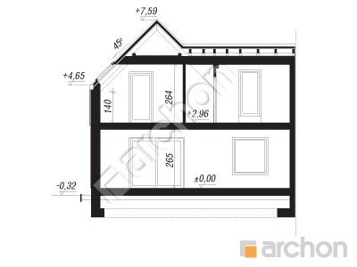 Проект дома ARCHON+ Дом под платанами (Б) Розріз будинку