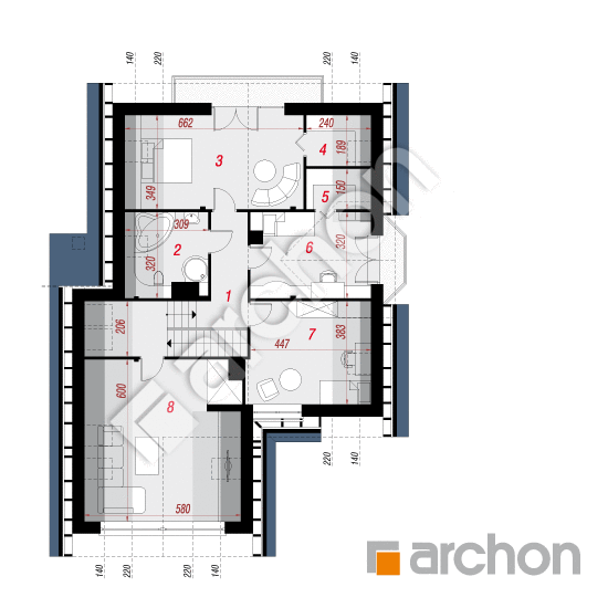 Проект будинку ARCHON+ Будинок в кокосах 2 вер.2 План мансандри
