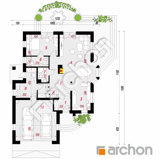 Проект будинку ARCHON+ Будинок в кокосах 2 вер.2 План першого поверху