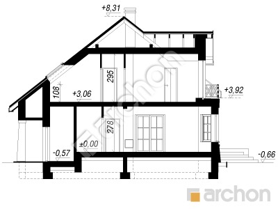 Проект дома ARCHON+ Дом в кокосах 2 вер.2 Розріз будинку