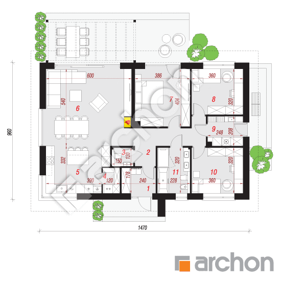 Проект дома ARCHON+ Дом под красной рябиной 25 План першого поверху