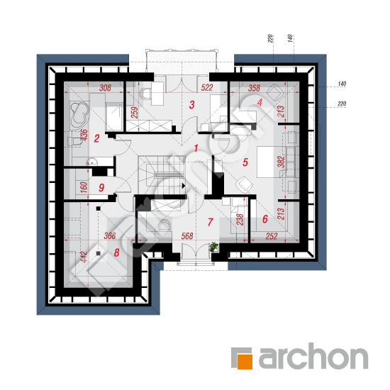 Проект будинку ARCHON+ Будинок в калатеях 5 Termo вер.2 План мансандри