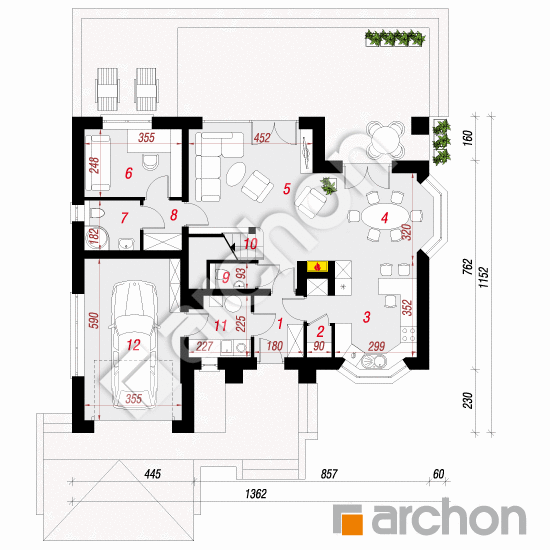 Проект дома ARCHON+ Дом в каллатеях 5 Termo вер.2 План першого поверху