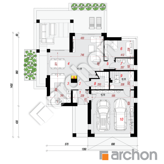 Проект дома ARCHON+ Дом в теллимах 3 (Г2) План першого поверху