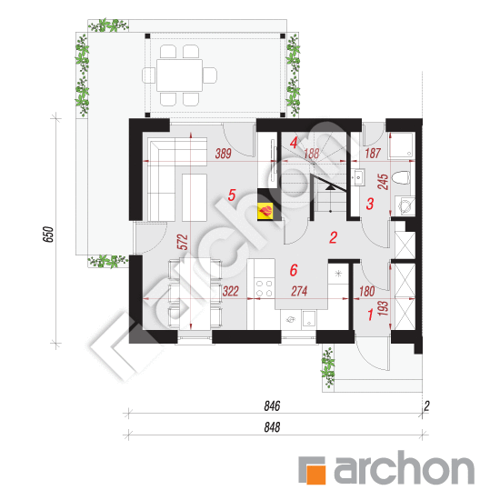 Проект дома ARCHON+ Дом в эверниях (Б) План першого поверху