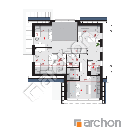 Проект будинку ARCHON+ Будинок у телімах 4 (Г2Е) ВДЕ План мансандри