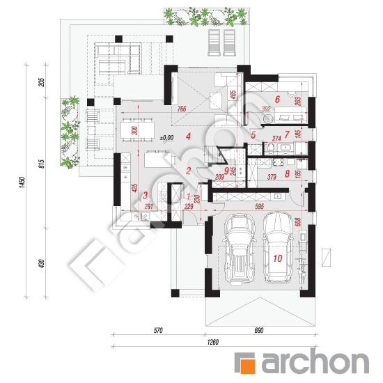 Проект дома ARCHON+ Дом в теллимах 4 (Г2Е) ВИЭ План першого поверху