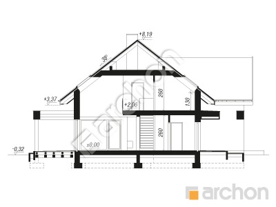 Проєкт будинку ARCHON+ Будинок у гречці (Г2E) ВДЕ Розріз будинку