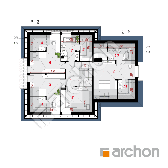 Проект будинку ARCHON+ Будинок в чорнушці (Г2) вер.2 План мансандри