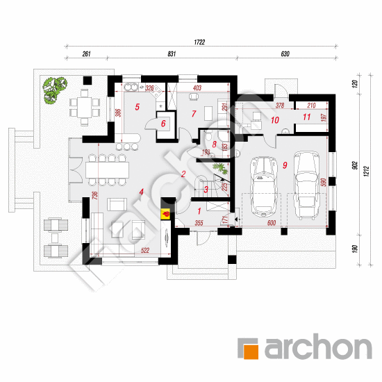 Проект будинку ARCHON+ Будинок в чорнушці (Г2) вер.2 План першого поверху