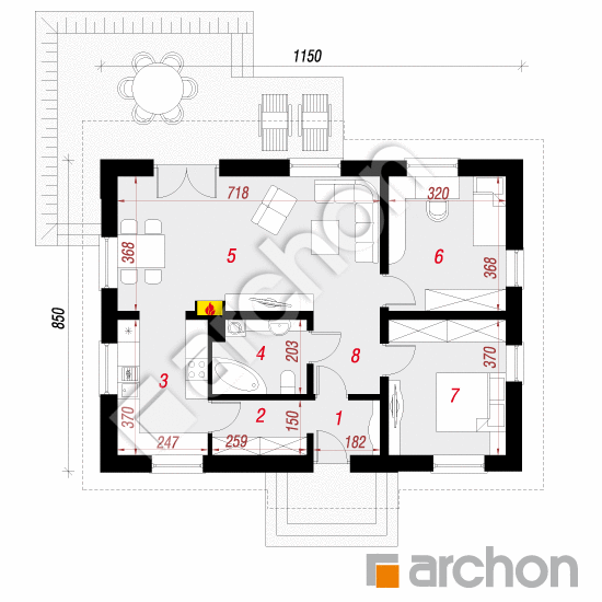 Проект будинку ARCHON+ Будинок під папаєю 2 вер. 2 План першого поверху