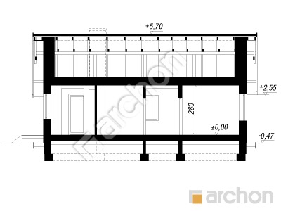 Проект дома ARCHON+ Дом под папайей 2 вер.2 Розріз будинку