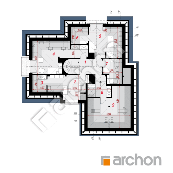 Проект будинку ARCHON+ Будинок в камеліях (Г2H) вер.2 План мансандри