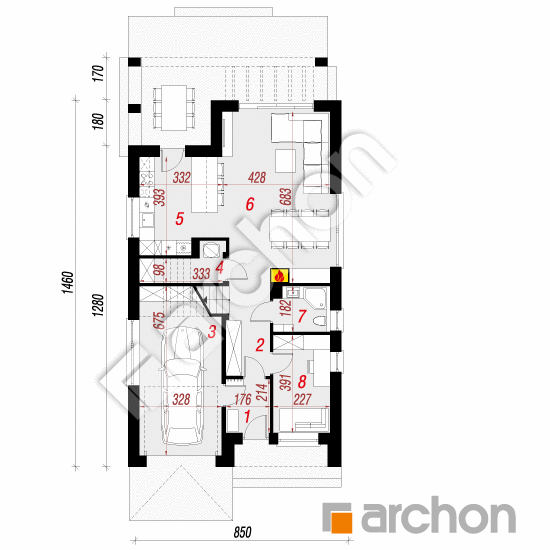 Проект дома ARCHON+ Дом в лавровишнях 2 (Г) План першого поверху
