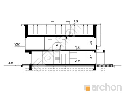 Проєкт будинку ARCHON+ Будинок в лавровишнях 2 (Г) Розріз будинку