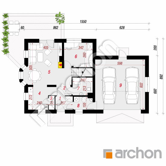 Проект будинку ARCHON+ Будинок в рододендронах 2 (Г2) вер. 2 План першого поверху