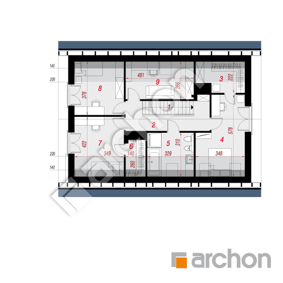 Проект дома ARCHON+ Дом в изопируме (П) План мансандри
