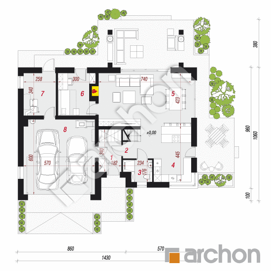 Проект будинку ARCHON+ Будинок в аурорах 11 (Г2А) План першого поверху