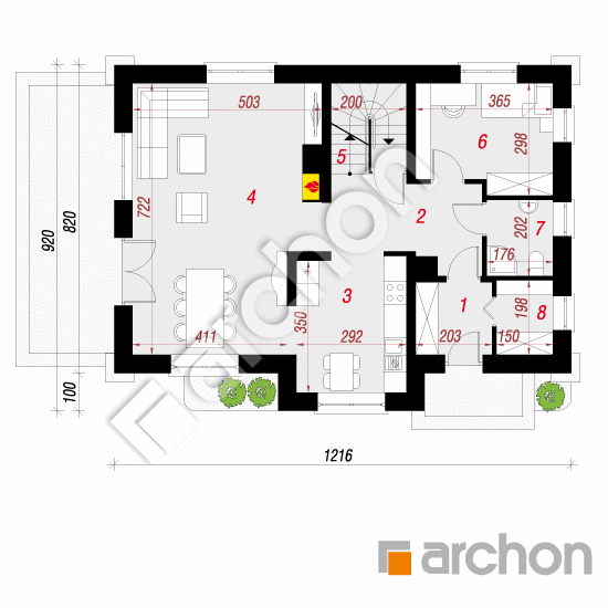 Проект будинку ARCHON+ Будинок в горошку 4 вер.2 План першого поверху