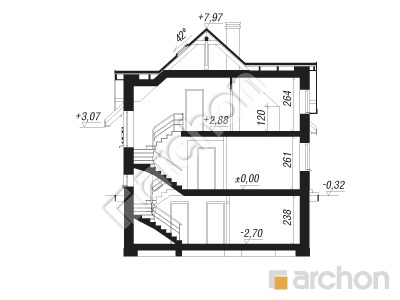 Проект дома ARCHON+ Дом в горошке 4 вер.2 Розріз будинку