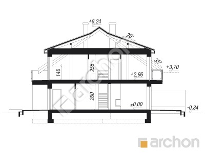 Проєкт будинку ARCHON+ Будинок в клематисах 20 (БТА) вер. 2         Розріз будинку