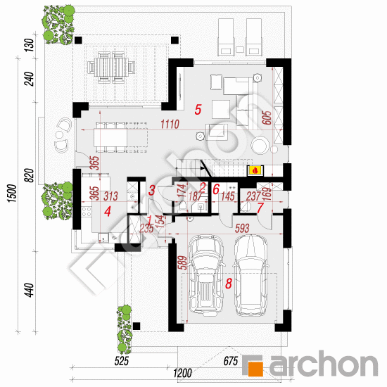Проект будинку ARCHON+ Будинок в мірабілісах 3 (Г2) План першого поверху