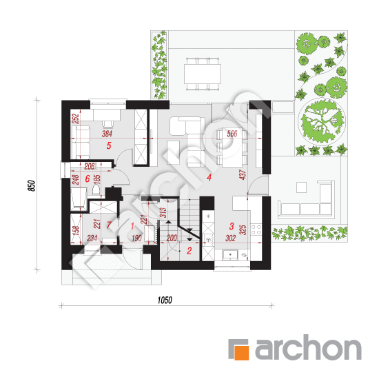 Проект будинку ARCHON+ Будинок в малинівці 11 (П) План першого поверху