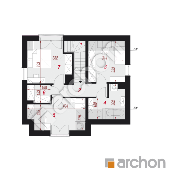 Проект будинку ARCHON+ Будинок в гунерах План мансандри