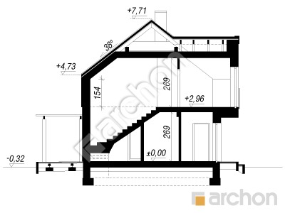Проект дома ARCHON+ Дом в гунерах Розріз будинку