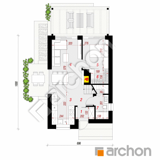 Проект дома ARCHON+ Дом в куркуме 3 План першого поверху