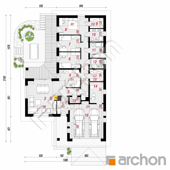 Проект будинку ARCHON+ Будинок в бонсай 2 (Г2) План першого поверху
