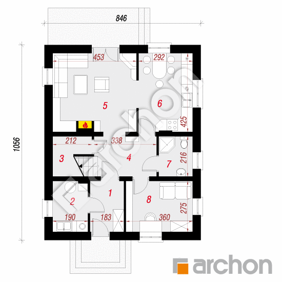 Проект будинку ARCHON+ Будинок в примулах 2 вер. 2 План першого поверху