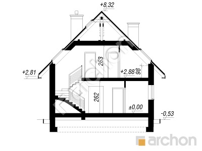 Проект дома ARCHON+ Дом в примулах 2 вер. 2 Розріз будинку