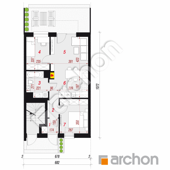 Проект дома ARCHON+ Дом в фиалках (Р2СА) вер.3 План першого поверху