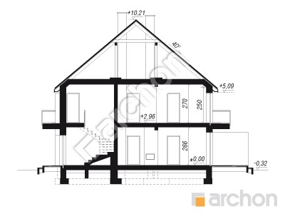 Проект дома ARCHON+ Дом в фиалках (Р2СА) вер.3 Розріз будинку