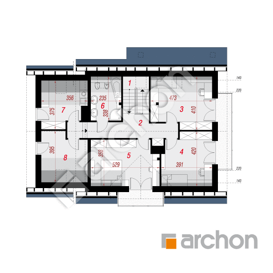 Проект будинку ARCHON+ Будинок в червоних кущах План мансандри