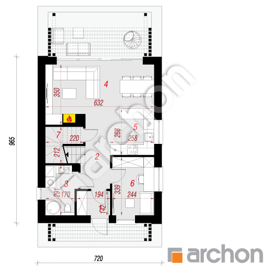 Проект будинку ARCHON+ Будинок в голокупнику 4 План першого поверху