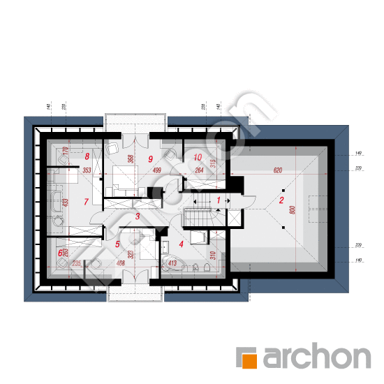 Проект дома ARCHON+ Дом в вейгелах (Г2) вер. 2 План мансандри