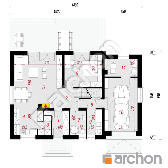 Проект будинку ARCHON+ Будинок в рододендронах 23 План першого поверху