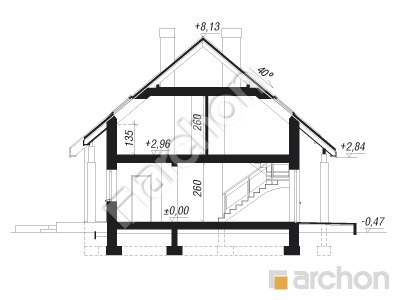 Проект дома ARCHON+ Дом в яблонках (Г2Т) Розріз будинку