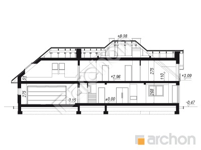 Проект дома ARCHON+ Дом в сливах 4 (Г2) Розріз будинку