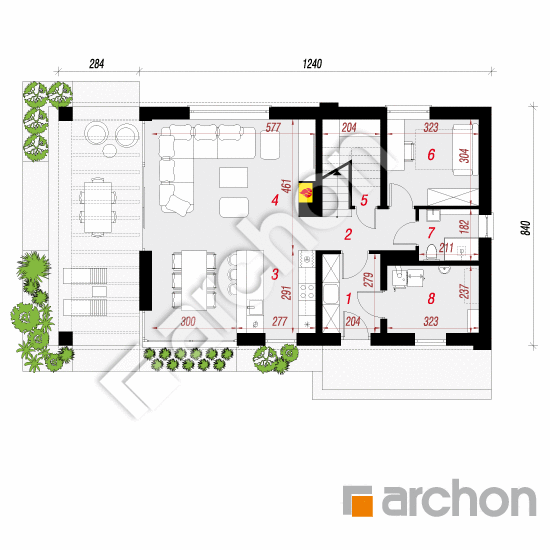 Проект дома ARCHON+ Дом в шишковиках 3 План першого поверху