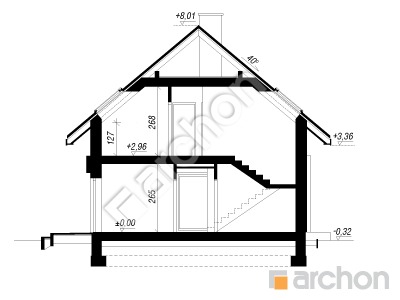 Проєкт будинку ARCHON+ Будинок в шишковиках 3 Розріз будинку