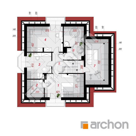Проект будинку ARCHON+ Будинок в жасмині вер.2 План мансандри