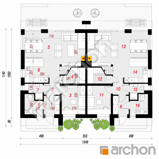 Проект будинку ARCHON+ Будинок в клематисах 31 (Р2) План першого поверху