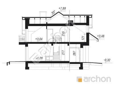 Проект дома ARCHON+ Дом в цикламенах (Р2) вер. 3 Розріз будинку