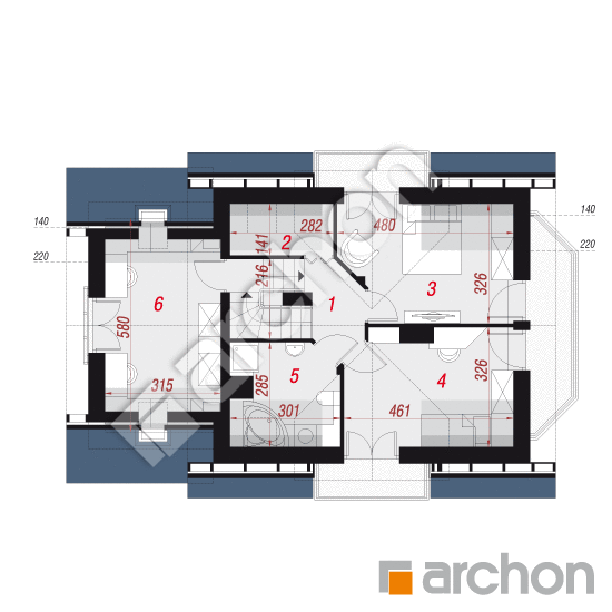 Проект будинку ARCHON+   Будинок у перлівці (НТ) План мансандри