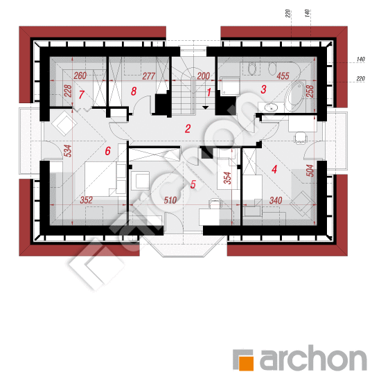 Проект дома ARCHON+ Дом в майоране (П) вер.2 План мансандри