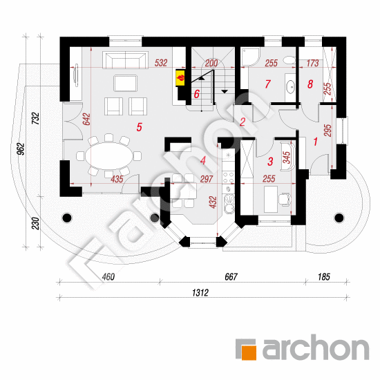 Проект будинку ARCHON+ Будинок в майорані (П) вер.2 План першого поверху
